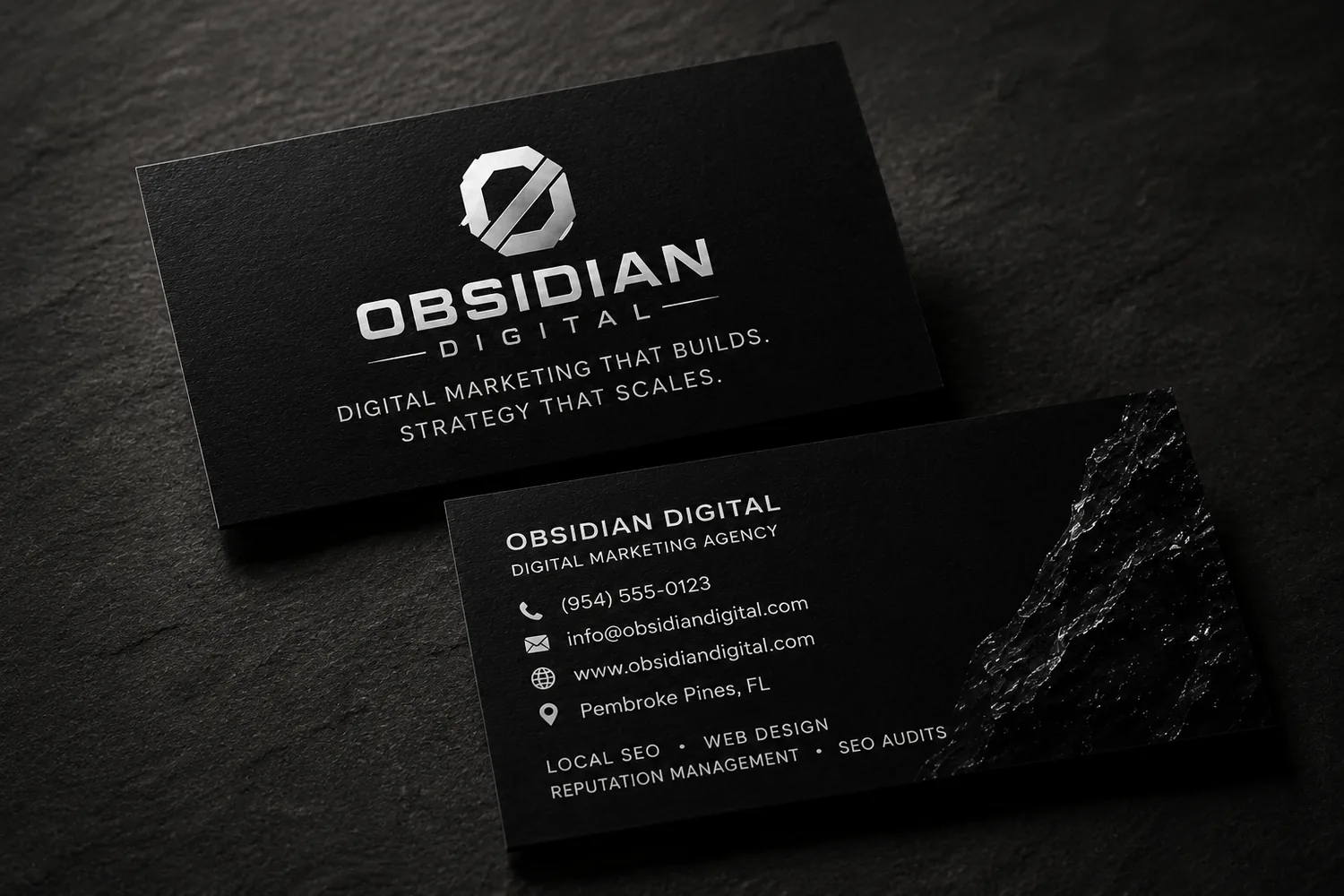 Obsidian Digital premium business card branding